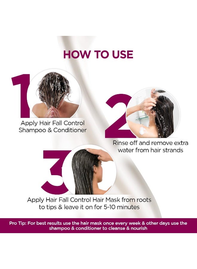 BBlunt Hair Fall Control Combo | Shampoo + Conditioner + Hair Mask | Reduces Hair Fall | Strengthens Hair | Enriched with Shine Tonic | For Men & Women | 300 ml + 250 g + 250 g - Image 3